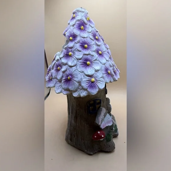 Whimsical Fairy House with Purple Floral Roof - Picture 5 of 7
